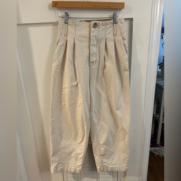 Free People Pants - Free people pleated paper bag wide leg taper pants